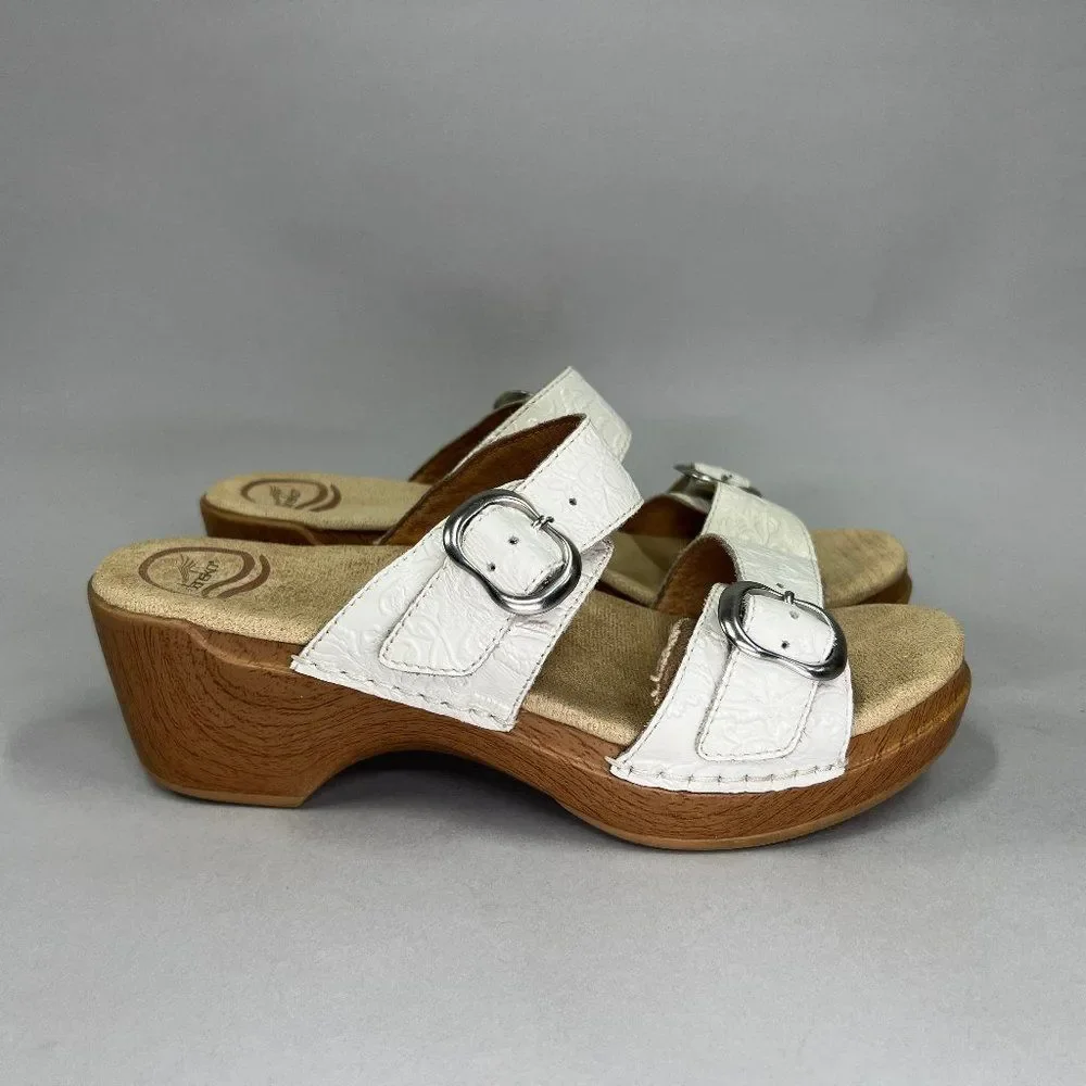 Dansko Women's Sophie White Leather Sandals
